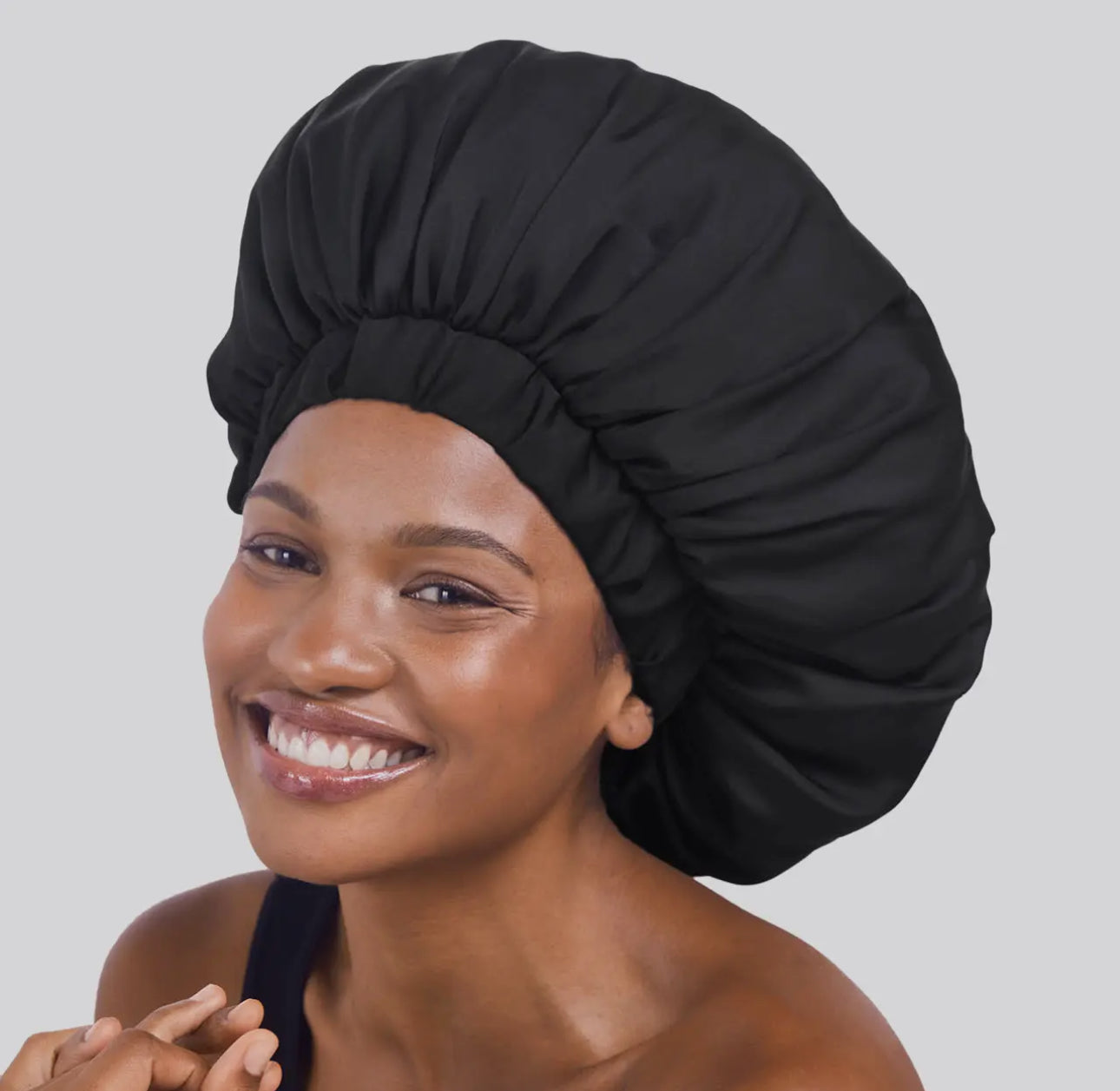 BLACK SATIN SLEEP XL ADJUSTABLE BONNET - Aoreexclusive